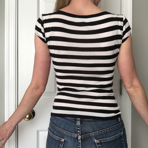 Black and White Striped Express Tee - Picture 2 of 13